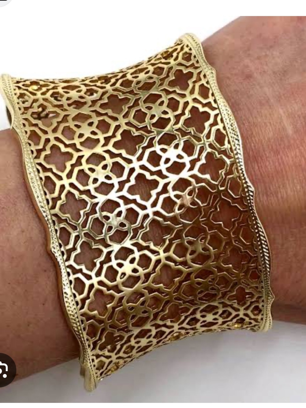 Kendra Scott Gold-Tone Filigree Open Cuff Bracelet with Black Inlay - Picture 2 of 2